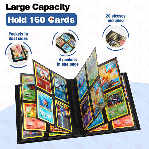 MoKo 4 Pocket Trading Card Binder, Card Protectors Binder Sheet Storag Mokodirect MoKo 4 Pocket Trading Card Binder, Card Protectors Binder Sheet Storag Mokodirect
