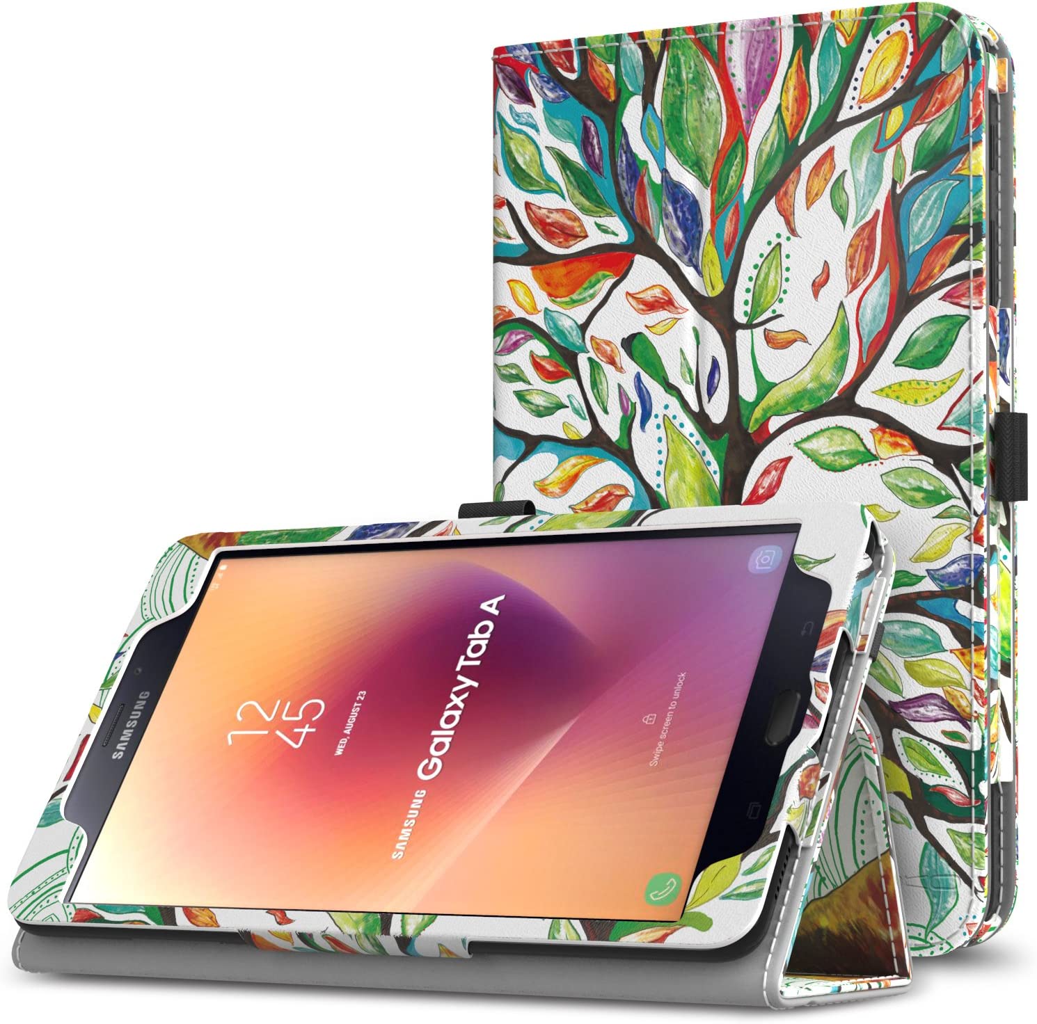 MoKo Samsung Galaxy Tab A 8.0 2017 Case - Slim Folding Stand Cover Case with Handle Strap for Galaxy Tab A 8.0 (SM-T380 / T385) 2017 Release (NOT FIT 2015 Tab A 8.0 SM-T350/P350), Black