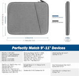 MoKo 9-11 Inch Tablet Sleeve Case, Fits iPad air 5 10.9" 2022, iPad Pro 11 2021-2018, iPad 10.2 2021-2019, iPad Air 4 10.9, Tab S8/A7, Protective Bag Carrying Case with Pocket, Light Gray