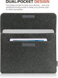 MoKo 13.5 Inch Laptop Sleeve Case Bag Fits Tab S8 Ultra 14.6", Surface 3 13.5"/2/1/Surface Book 2 13.5, Felt Protective Ultrabook Carrying Case Cover, with Felt Bag & Two Back Pockets - Dark Gray