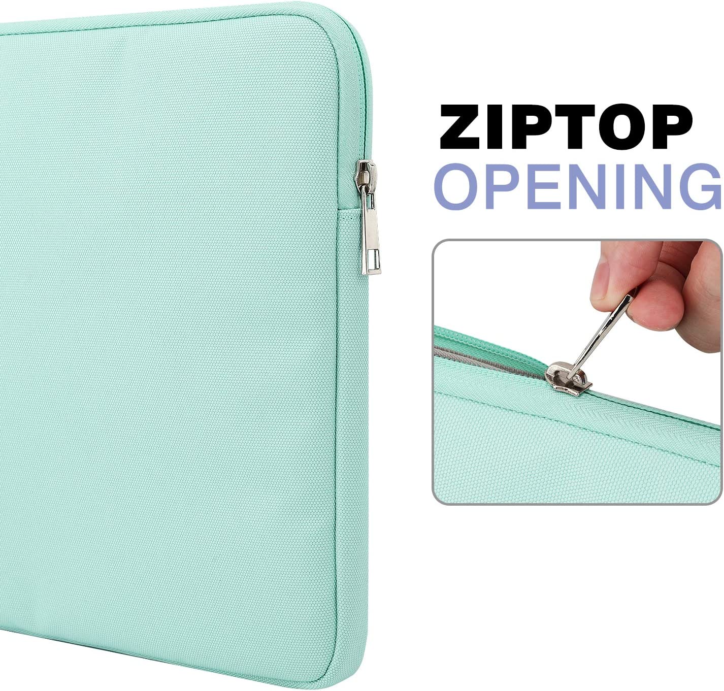 MoKo 13-13.3 Inch Laptop Sleeve Fits Surface pro 8 MacBook Pro M1 Pro/M1 Max 14.2 2021, MacBook Pro 13β, iPad Pro 12.9 2021/2020, Notebook Computer Case Cover Bag with Pocket, Mint Green