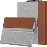 MoKo Case for Microsoft Surface Pro 8 13" Touchscreen 2021 Release Tablet - Portfolio Business Cover Case with Side Pocket and Stylus Holder for Microsoft Surface Pro 8 13-Inch 2021, Light Gray+Brown