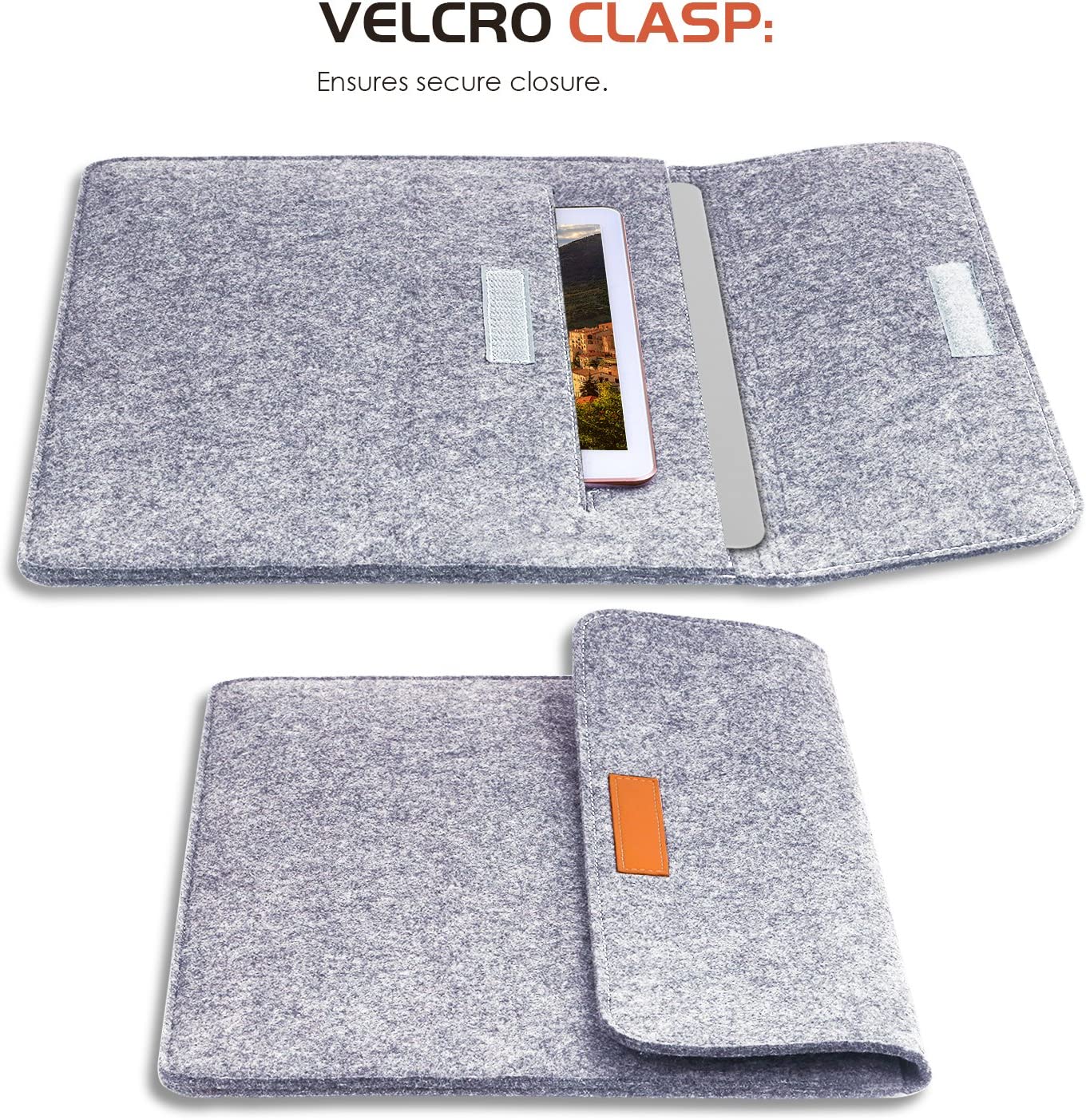 MoKo 13-13.3 Inch Laptop Sleeve Case Fits Tab S8+ 12.4", MacBook Pro M1 Pro/M1 Max 14.2 2021, MacBook Pro 13", iPad Pro 12.9 2021/2020, Computer with Small Felt Accessory Bag, Light Gray