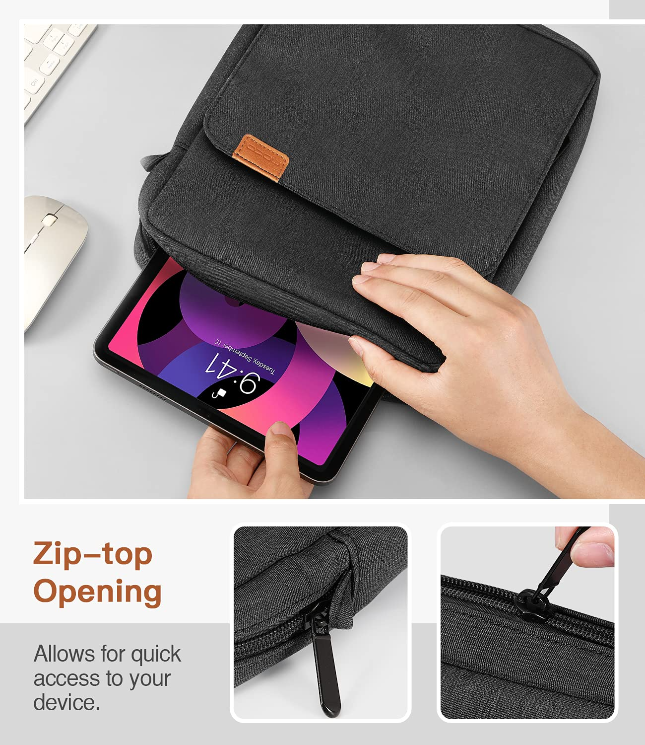 MoKo 9-11 Inch Tablet Sleeve Bag for iPad Air 5 10.9 inch 2022,iPad Pro 11 2021-2018,iPad 10.2/Air 4 10.9,Handle Carrying Case with Shoulder Strap