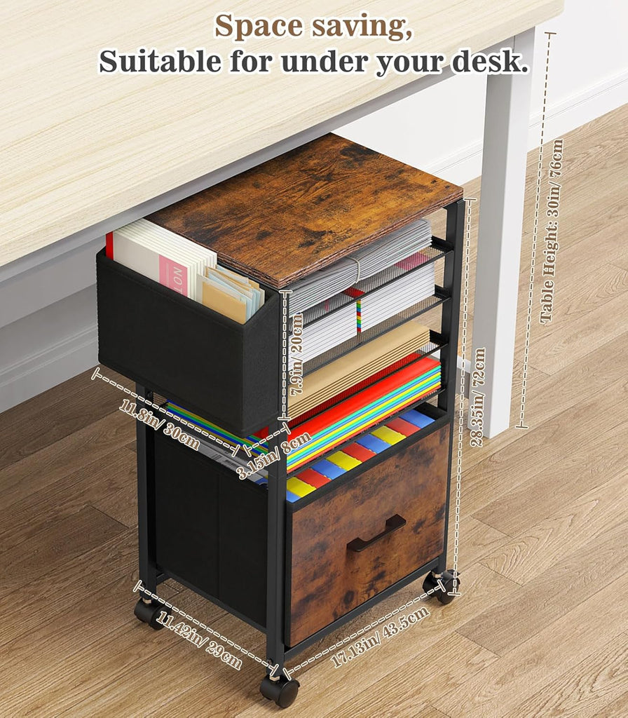 MoKo Rolling File Cart, 5-Tiered File Cart with Hanging File Folders o ...