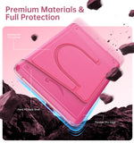 MoKo 360° Rotating Case for 7" Kindle Paperwhite 12th Generation 2024 & Kindle Colorsoft 2024/2025, Clear Back Detachable Magnetic Protective Adjustable Stand Cover with Auto Wake/Sleep, Raspberry