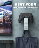 MoKo Controller Holder Dual Gamepad Controller & Headphone Hanger Compatible with Xbox One, Xbox 360, PS3, PS4, PS5, PC, STEAM, Switch丨Wall Mount Stand for All Universal Headsets, Silver