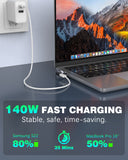 MoKo 140W USB C Magnetisch Adapter, 2 Stück Typ-C Magnet Adapter 24 Pin mit PD Schnellladung/40Gbps Datenübertragung/8K@60Hz für Thunderbolt 3 MacBook Pro/Air/Steam Deck/Switch/PSVR2/ROG Ally,Ellbogen