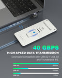 MoKo 140W USB C Magnetisch Adapter, 2 Stück Typ-C Magnet Adapter 24 Pin mit PD Schnellladung/40Gbps Datenübertragung/8K@60Hz für Thunderbolt 3 MacBook Pro/Air/Steam Deck/Switch/PSVR2/ROG Ally,Ellbogen