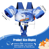 MoKo 30-70lbs Toddler Floaties Arm Floaties, Toddler Swim Vest Cartoon Swim Arm Band for Kids with Crotch Strap Pool Float Vests Sleeves Shoulder Straps Learn to Swim, Blue Surf Shark