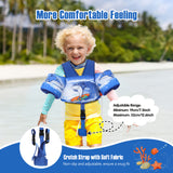 MoKo 30-70lbs Toddler Floaties Arm Floaties, Toddler Swim Vest Cartoon Swim Arm Band for Kids with Crotch Strap Pool Float Vests Sleeves Shoulder Straps Learn to Swim, Blue Surf Shark