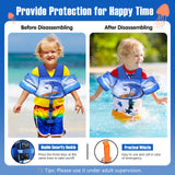 MoKo 30-70lbs Toddler Floaties Arm Floaties, Toddler Swim Vest Cartoon Swim Arm Band for Kids with Crotch Strap Pool Float Vests Sleeves Shoulder Straps Learn to Swim, Blue Surf Shark
