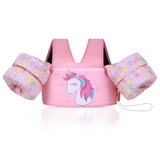 MoKo Toddler Swim Vest for Kids, Swim Arm Floaties 22-60lbs Cartoon Swimming Water Wings Pool Float Vests Sleeves Shoulder Straps Arm Band for Children Learn to Swim, Pink Note Unicorn