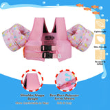 MoKo Toddler Swim Vest for Kids, Swim Arm Floaties 22-60lbs Cartoon Swimming Water Wings Pool Float Vests Sleeves Shoulder Straps Arm Band for Children Learn to Swim, Pink Note Unicorn