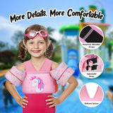 MoKo Toddler Swim Vest for Kids, Swim Arm Floaties 22-60lbs Cartoon Swimming Water Wings Pool Float Vests Sleeves Shoulder Straps Arm Band for Children Learn to Swim, Pink Note Unicorn