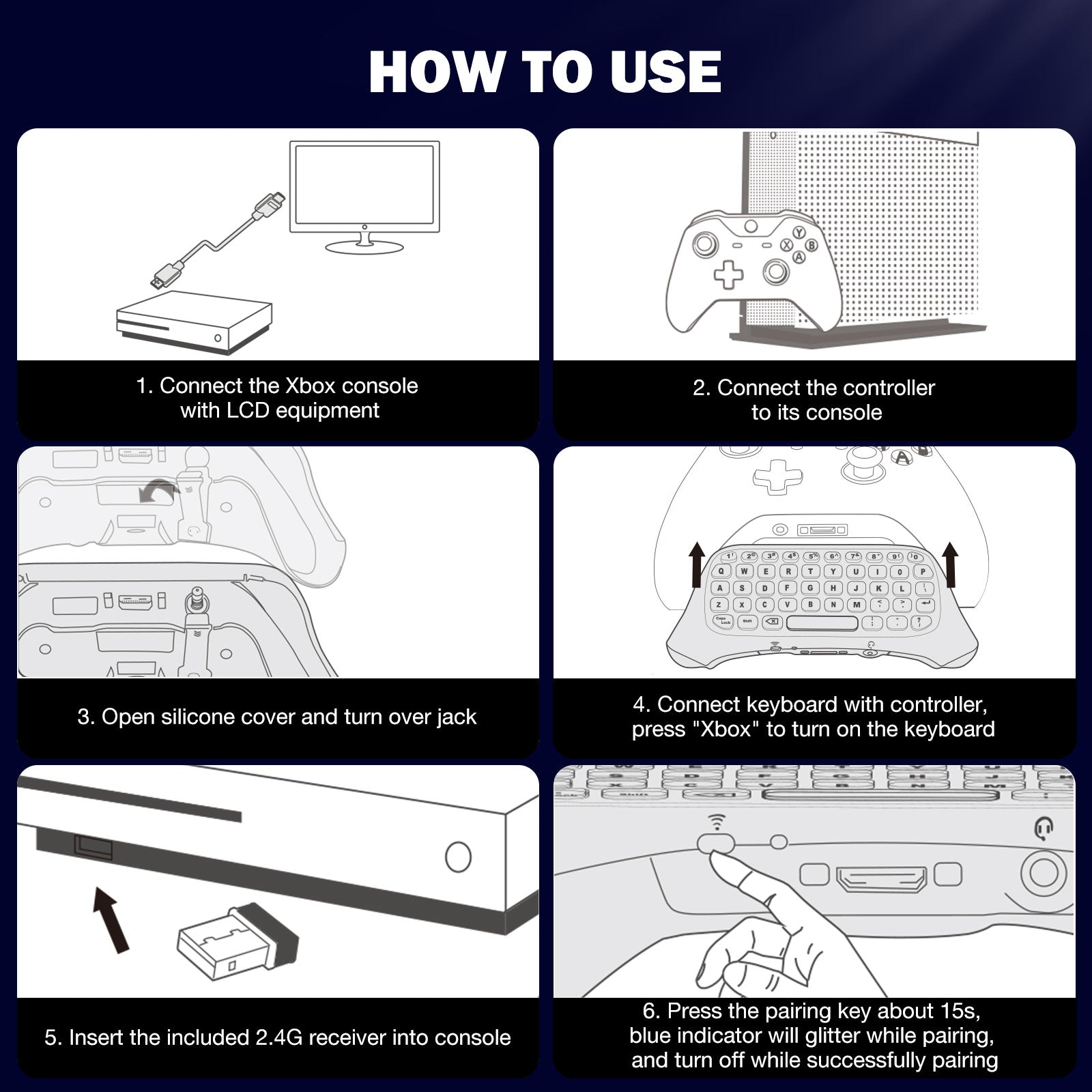 Xbox Keyboard Control MoKo RGB Backlight Keyboard for Xbox One Controller, Xbox Series X/S ...