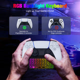 MoKo Bluetooth Wireless Mini Gamepad Chatpad for PS5 Controller, RGB Backlight Keyboard for Playstation 5 with Upgraded Built-in Speaker & 3.5mm Audio Jack for PS5 Controller Accessories