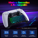 MoKo Bluetooth Wireless Mini Gamepad Chatpad for PS5 Controller, RGB Backlight Keyboard for Playstation 5 with Upgraded Built-in Speaker & 3.5mm Audio Jack for PS5 Controller Accessories