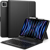 MoKo Funda Universal Tableta con Teclado para 9",9.7",10.1",10.2",10.4",10.5",10.9",11" Tableta, Teclado NO Español Bluetooth Inalámbrico Extraíble & Portalápices para iPad, Samsung, Fire, Pixel,Negro