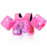 MoKo Toddler Swim Vest for Kids, Arm Floaties for Toddler 20-50 lbs, Water Wings with Emergency Whistle, Cute Arm Band Pool Floaties Swim Training Equipment for Pool, Pink Rainbow Purple Mermaid