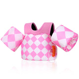 MoKo Toddler Swim Vest for Kids, Arm Floaties for Toddler 20-30-50 lbs, Water Wings with Emergency Whistle, Cute Arm Band Pool Floaties Swim Training Equipment for Beach, Pool, Pink Diamond Pattern