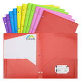 MoKo Durable Plastic Folders with 2 Pockets, 3 Hole Punch Presentation Folders, 12 Count, Letter Size, Assorted Colors