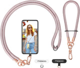 MoKo Crossbody Phone Lanyard, Adjustable Cell Phone Lanyard, Premium 8mm Thick Rope Mobile Phone Lanyard for iPhone, Samsung,and More | Phone Neck Strap×1, Wrist Strapx1, Lanyard Patch×2, Rose Gold