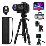 MoKo Camera Tripod for iPad - 70" Phone Tripod Stand with Travel Bag, Tripod for iPhone with Phone Holder, Wireless Remote, Travel Tripod for Camera DSLR SLR, Cell Phones, Tablets, Projector, Webcam