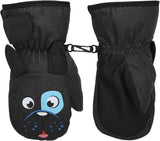MoKo Toddler Mittens, Ski Kids Mittens, Waterproof & Windproof Mittens for Girls Boys, Thermal Warm Fleece Winter Snow Gloves for Kids, Fits 4-6 Years, Black
