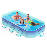 MoKo Non-Inflatable Swimming Pool for Kids and Pets, Rectangular Framed Swimming Pools, Foldable Dog Pool with Sturdy Support, Space-Saving Kiddie Pool, Collapsible Kids Pool, M Size, Glacial Blue