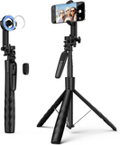 MoKo 68" Magnetic Selfie Stick Compatible with MagSafe, Extendable Rotatable Phone Tripod Stand with Remote for iPhone 15 14 13 12 and All Phones with Metal Ring, Fit for Selfie/Photo/Live/Vlog, Black