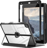 MoKo Case for iPad 9th Generation with Pencil Holder, iPad 8th/7th Gen Case 10.2-inch, Built-in Screen Protector Clear Back, Stain Resistant Multi Angle Viewing Stand, Auto Wake/Sleep, Black