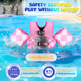 MoKo Toddler Swim Vest for Kids, Arm Floaties for Toddler 20-30-50 lbs, Water Wings with Emergency Whistle, Cute Arm Band Pool Floaties Swim Training Equipment for Beach, Pool, Pink Diamond Pattern
