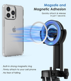 MoKo 68" Magnetic Selfie Stick Compatible with MagSafe, Extendable Rotatable Phone Tripod Stand with Remote for iPhone 15 14 13 12 and All Phones with Metal Ring, Fit for Selfie/Photo/Live/Vlog, Black