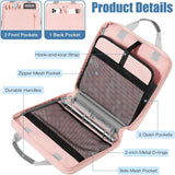MoKo Zipper Binder, 2 inch 3 Ring Binder with Zipper, 500 Sheet Capacity Zipper Binder with Shoulder Strap Handle,Multi-Pocket Zipper Bag for Middle School Student, Pink