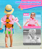 MoKo Toddler Swim Vest for Kids, Swim Arm Floaties 15-30 lbs Cartoon Swimming Water Wings with Crotch Strap, Pool Float Vests Sleeves Shoulder Straps Arm Band for Children, Pink Whale