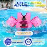 MoKo Toddler Swim Vest for Kids, Arm Floaties for Toddler 20-50 lbs, Water Wings with Emergency Whistle, Cute Arm Band Pool Floaties Swim Training Equipment for Pool, Light Pink Crown Diamond Unicorn