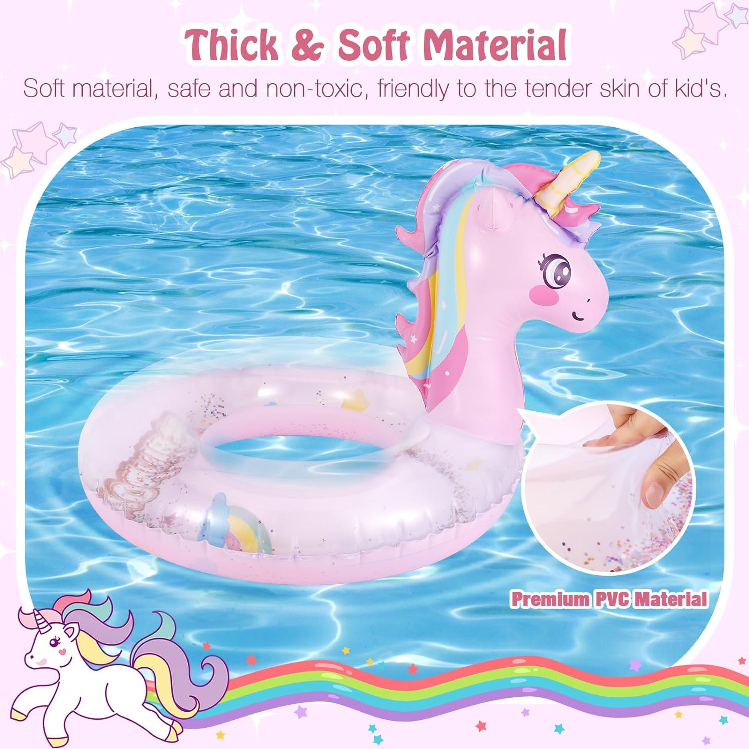 Round Cute Inflatable Float MoKo Inflatable Pool Float-Cute Glitters Swim Tube Rings Inflatable Sw ...