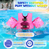 MoKo Toddler Swim Vest for Kids, Arm Floaties for Toddler 20-50 lbs, Water Wings with Emergency Whistle, Cute Arm Band Pool Floaties Swim Training Equipment for Pool, Pink Rainbow Purple Mermaid