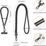 MoKo Crossbody Phone Lanyard, Adjustable Cell Phone Lanyard, Premium 8mm Thick Rope Mobile Phone Lanyard for iPhone, Samsung,and More | Phone Neck Strap×1, Wrist Strapx1, Lanyard Patch×2, Black