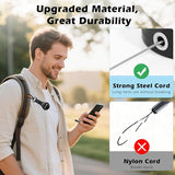 MoKo Anti-theft Phone Tether, Phone Lanyard Retractable Steel Line Cellphone Strap with Locking Carabiner and Metal 360° Tether Tab for Outdoor Skiing Hiking Climbing Fishing, Black