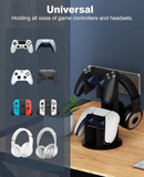 MoKo Universal Stand for Gamepad and Headphone Stand, 2 in 1 Game Controller Stand Holder Storage Organizer for ps5, ps4, xbox One, Xbox Series, Controller Stand Gaming Accessories, Black