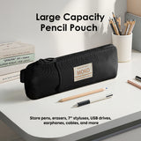 MoKo Pen Holder for Notebook, Pencil Pouch with Adjustable Elastic Band, Slim Portable Zipper Pen Pouch Holder for Planners, Journals, Book, Black