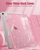 MoKo Slim Case for iPad (A16) 11th Generation 11 Inch 2025,iPad 10th Generation 2022 10.9 Inch,Glitter Smart Cover with Pencil Holder,Sparkly Clear Back Shell,Auto Wake/Sleep, Glitter Bouquet Pink
