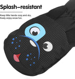MoKo Toddler Mittens, Ski Kids Mittens, Waterproof & Windproof Mittens for Girls Boys, Thermal Warm Fleece Winter Snow Gloves for Kids, Fits 4-6 Years, Black