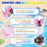 MoKo Toddler Swim Vest for Kids, Arm Floaties for Toddler 20-30-50 lbs, Water Wings with Emergency Whistle, Cute Arm Band Pool Floaties Swim Training Equipment for Beach, Pool, Pink Diamond Pattern