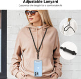 MoKo Crossbody Phone Lanyard, Adjustable Cell Phone Lanyard, Premium 8mm Thick Rope Mobile Phone Lanyard for iPhone, Samsung,and More | Phone Neck Strap×1, Wrist Strapx1, Lanyard Patch×2, Black