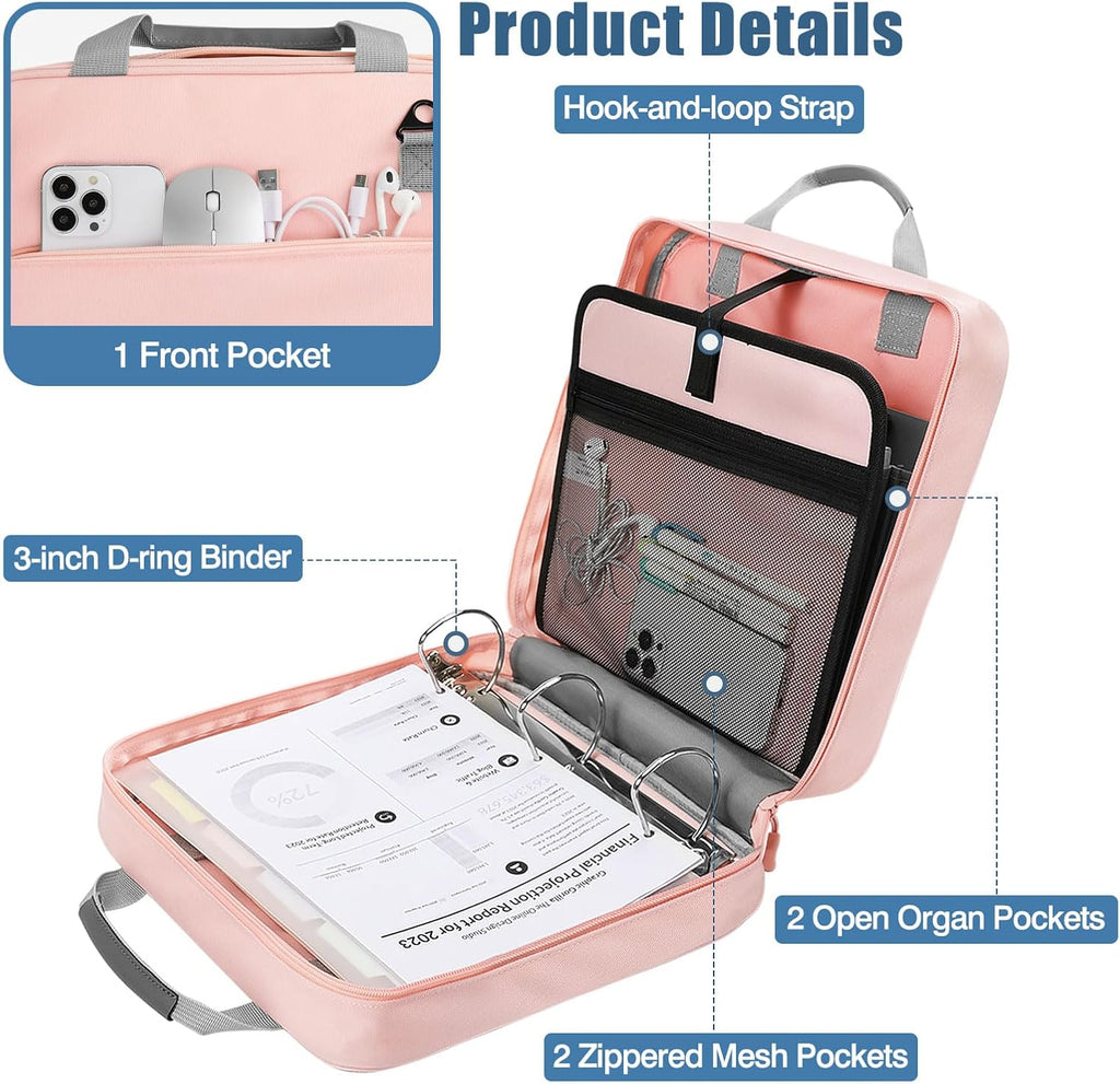 MoKo Zipper Binder, 3 Inch 3 ring Binder with Zipper,700 Sheets Capaci ...
