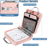 MoKo Zipper Binder, 3 Inch 3 ring Binder with Zipper,700 Sheets Capacity Zipper Binder with Shoulder Strap & Handle,Multi-Pocket Zipper Binder Organizer for Middle School, Pink + Gray