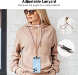 MoKo Crossbody Phone Lanyard, Adjustable Cell Phone Lanyard, Premium 8mm Thick Rope Mobile Phone Lanyard for iPhone, Samsung,and More | Phone Neck Strap×1, Wrist Strapx1, Lanyard Patch×2, Rose Gold